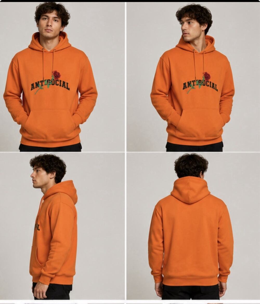 Cornerstore Bodega Antisocial Rose Hoodie Mens L Orange Pullover Streetwear
